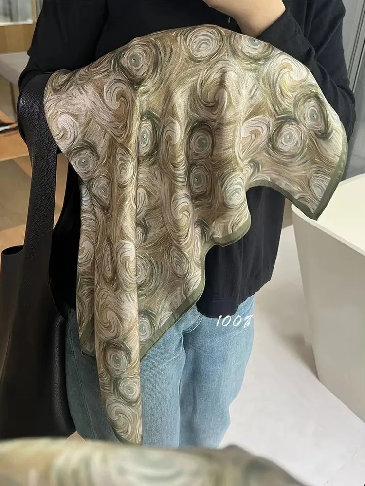 100% Natural Silk Square Scarf Women Hairband Neckerchief Wrap