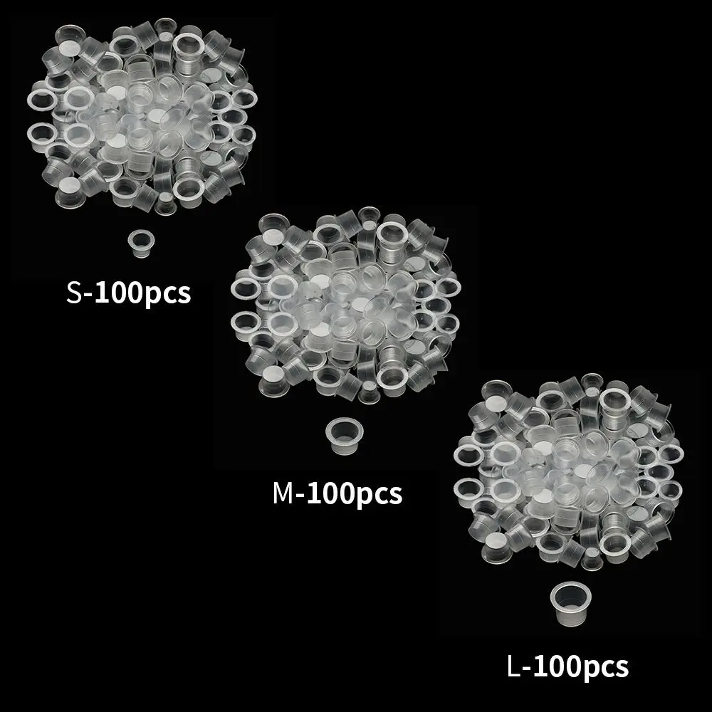 100Pcs Tattoo Ink Caps Disposable Plastic Cups Tattoo Pigment Cups for Pigment Cup Container Holder Stand Makeup Tattoo Supplies