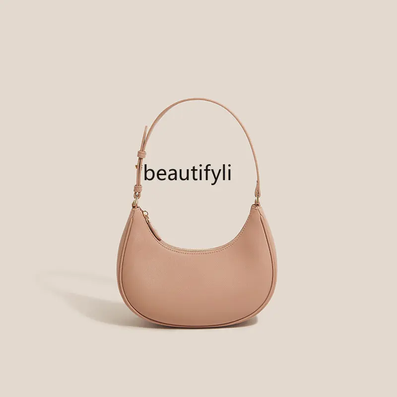 

yj Leather One-Shoulder Hobos Underarm Bag Genuine Leather Women's Bag Portable Niche White Bag