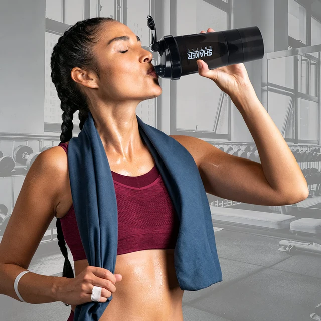 3 Layers Shaker Protein Bottle Powder Shake Cup Water Bottle Plastic Mixing Cup Body Building Exercise Bottle 4