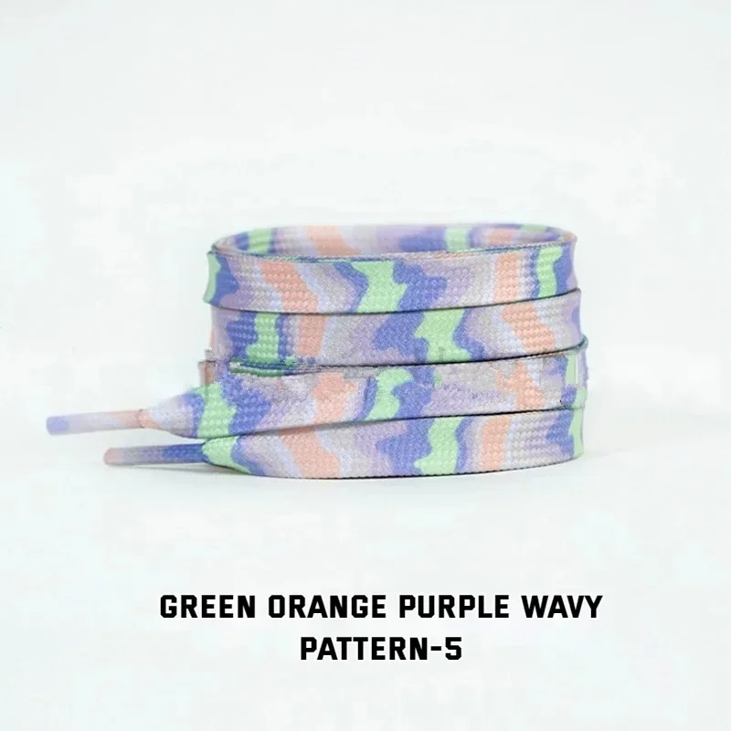 Dazzling Blue Striped Tie-Dye Gradient Flat Shoelaces - Vibrant Unisex Sneaker Laces