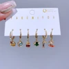 6pcs/set Multi Color Zircon Emotions Hanging Earrings for Women Gold Plated Huggie Hoop Earrings Jewelry 2