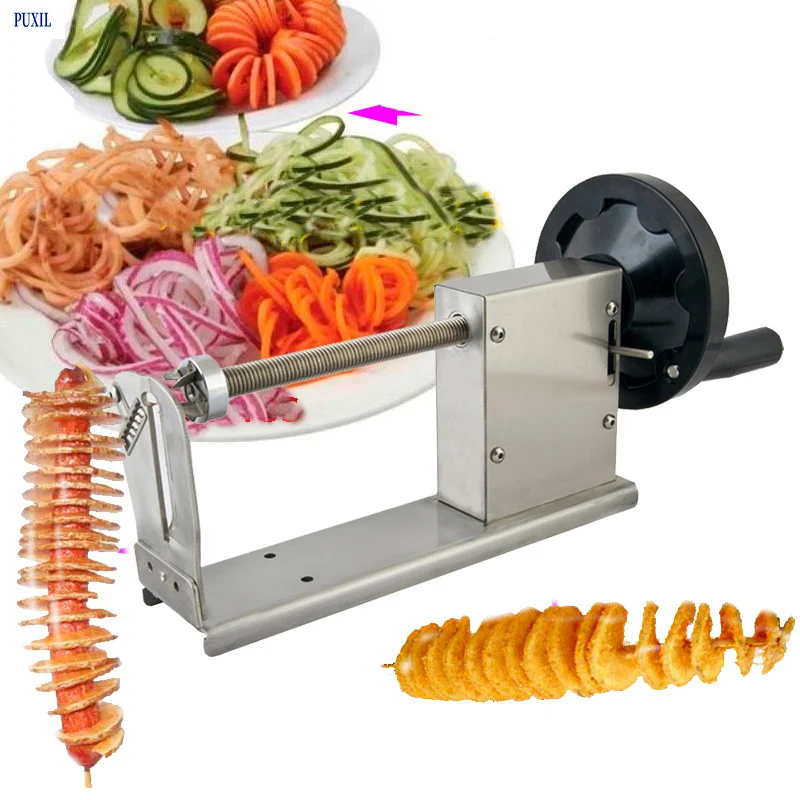 Manual Spiral Potato Stick Twisted Toronto Potato Slicer Fry Tower Cutter 3 Blades Line Shaped Food Processor