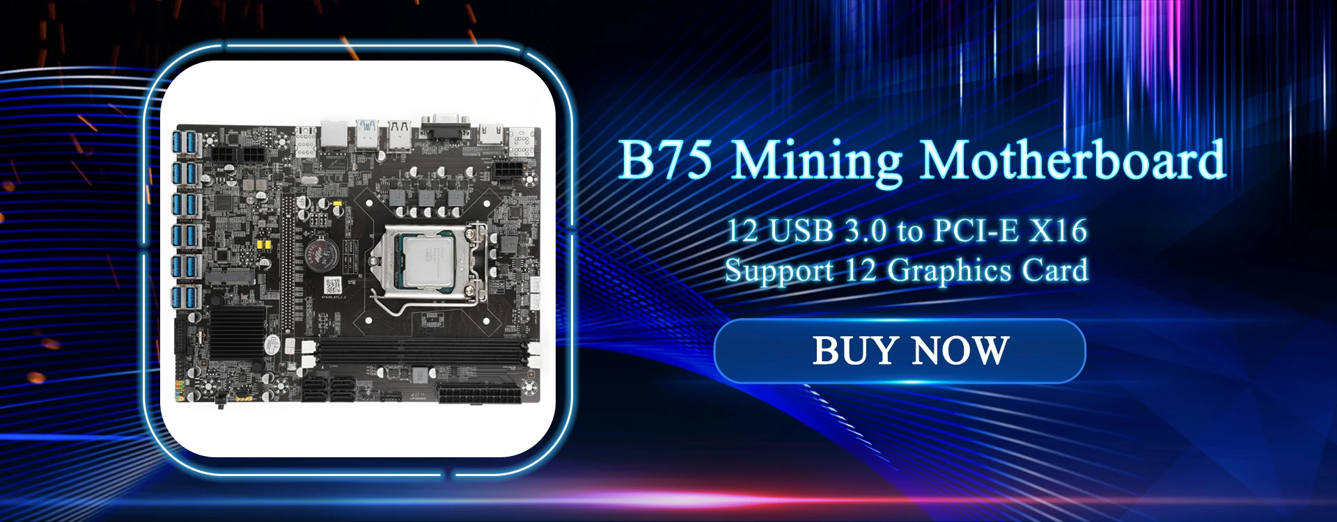 B75 Mining Motherboard 8 USB 3.0 to PCIE X16 PCI-E 16X LGA 1155 Random CPU DDR3 SATA HD Bitcoin BTC ETH Miner budget pc motherboard
