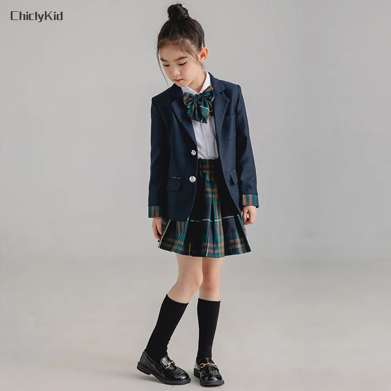 Uniforme escolar para niños y niñas, chaqueta azul marino japonesa