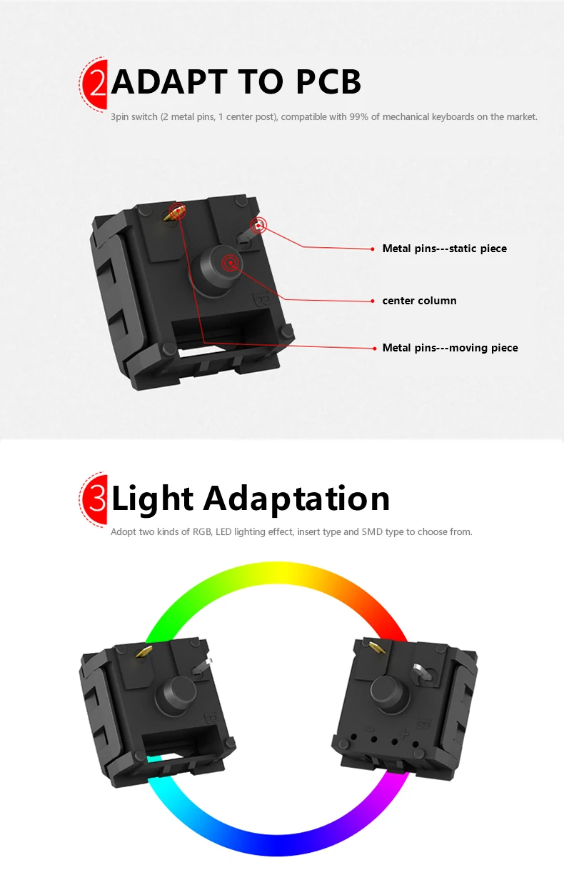 Kailh Switch Blue Brown Black Red Clicky Tactile Linear 3Pin MX Switches For DIY Customize Mechanical Keyboard Switchs keyboards computer