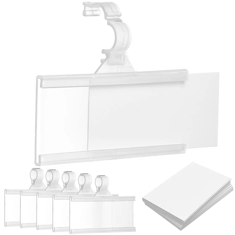 

Supermarket Basket Shelf Plastic Hanging Label Hook Price Tag Card Holder With Card Paper Size 76X35mm 50 Sets
