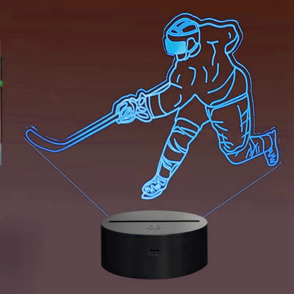 Nighdn Ice Hockey 3D Lamp Night Light 7 Color Changing Boys Room Decor Birthday Christmas Gifts for Kids Hockey Sports Lovers