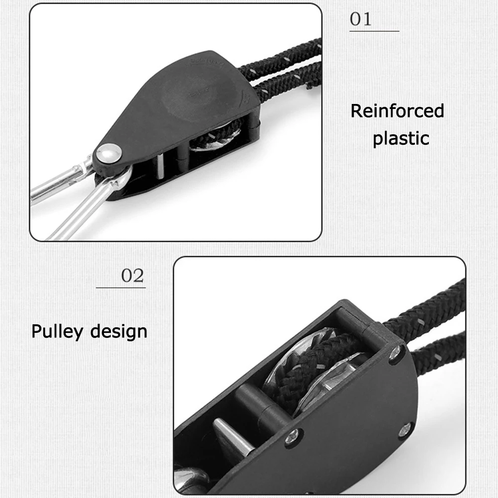 4mm 4m Rope Stopper Tightener with Carabiner Nylon Tent Wind Rope Fixed Buckle Adjustable Awning Wind Rope Tensioner for Camping