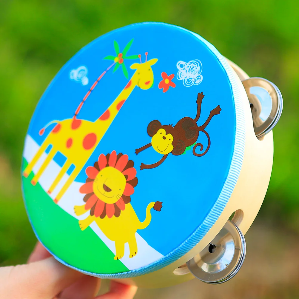 Children Clapping Tambourine Kids Toys Educational Music Waist Drum Blue Musical