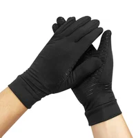 Arthritis Compression Gloves Full Finger Black Mittens Relieve Arthritis Copper Polyester Fiber Comfortable S-XL Anti-Slip Glue 1