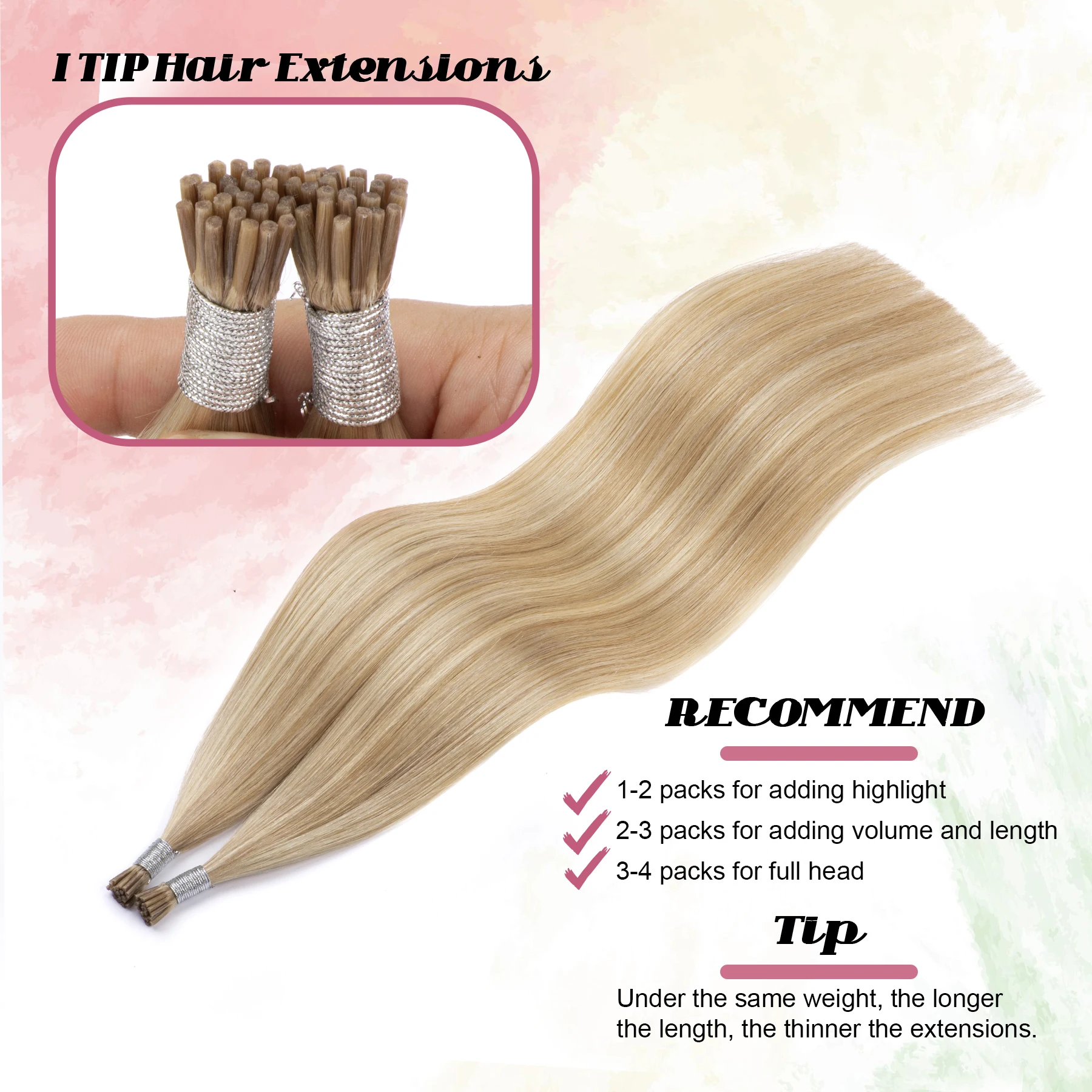 Senmy I Tip Hair Extensions Prebonded Human Hair Extensions Natural Straight Balayage Itip Human Colored