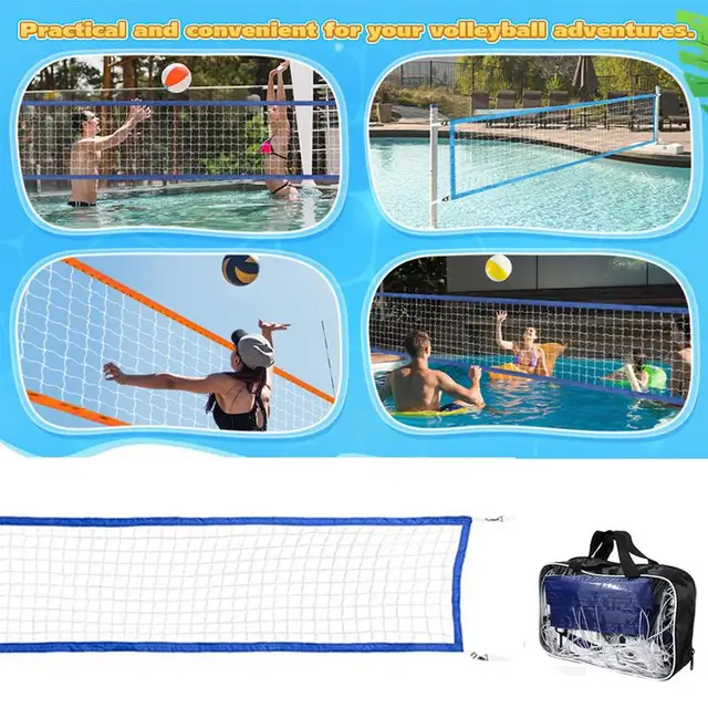 Water Volleyball Net Portable 15 X 3FT Tennis Net Replacement Swimming Pool Supplies Heavy Duty Sports Accessories For Backyard 3