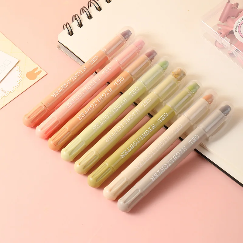 Highlighter Pen 8Pcs/set Bible Vintage Morandi Colors Non Bleeding Safe Gel