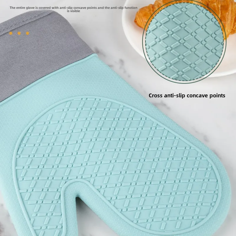 1 Pack Silicone Gloves Insulated Non-slip Anti-scalding Oven Kitchen Baking Tools Heat Resistant