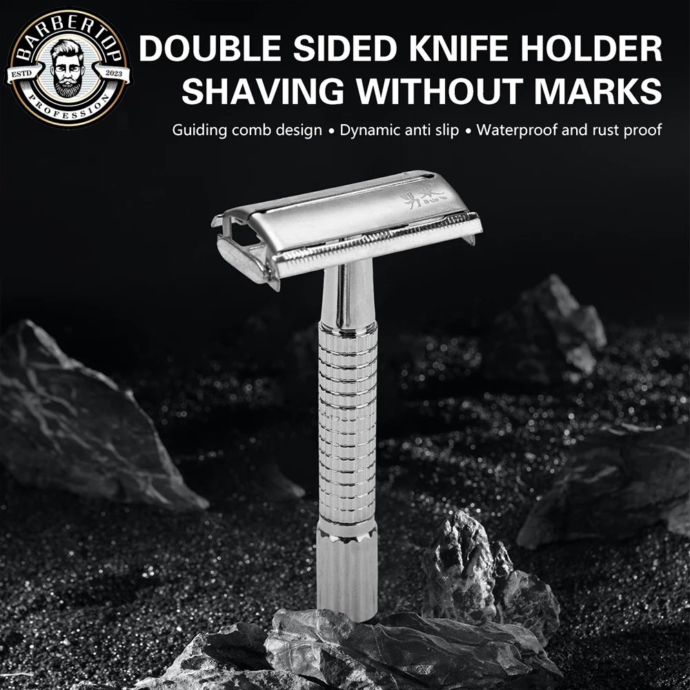 

Double Edge Beard Hair Shaver Set Barber Men's Classic Beard Razor Shaver Stainless Steel Mens Household Trimmer Blades Box