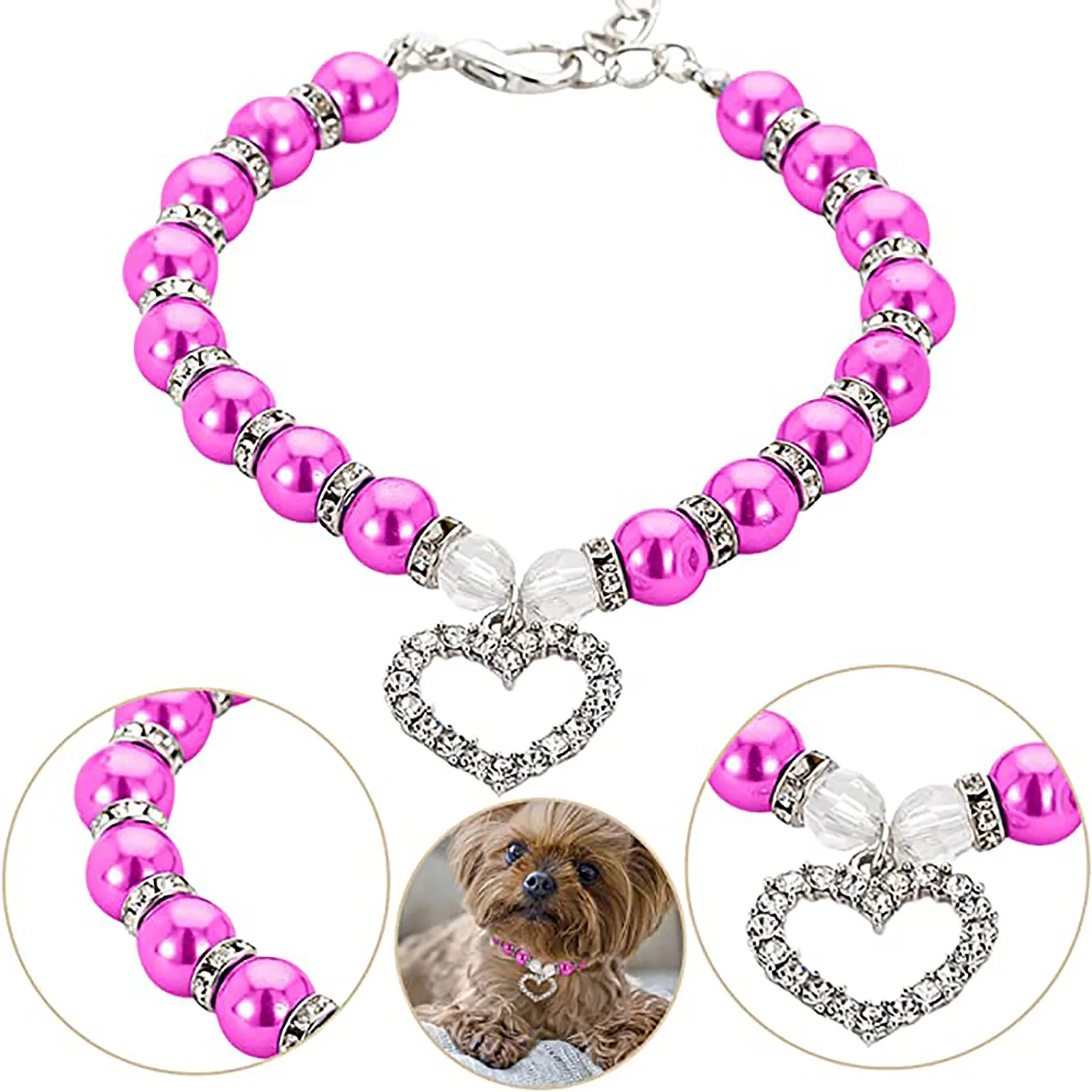 

Bling Pet Dog Collar Fashion Bone Pendant Crystal Diamond Cat Collars For Small Medium Dogs Jewelry Necklace Pets Accessories