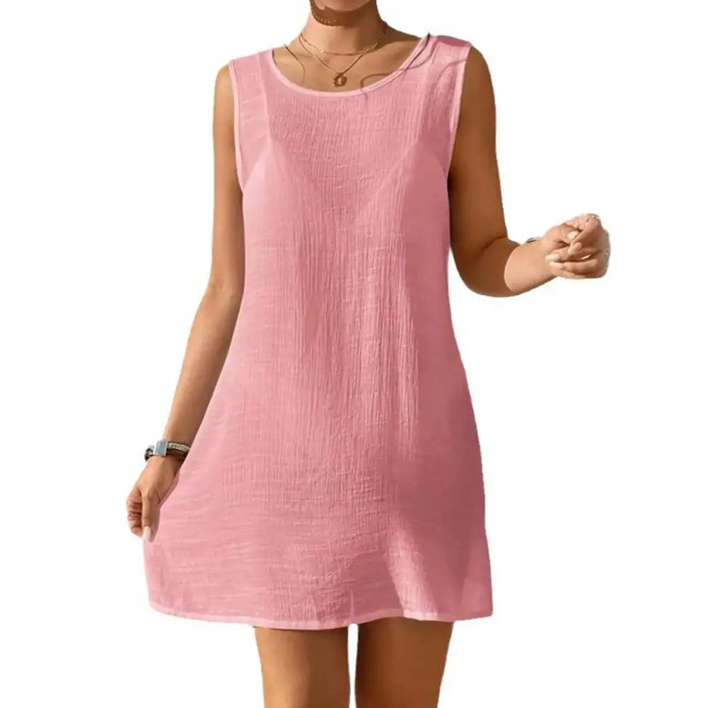 여성용 수영 커버업, 세련된 비치 작업복, 등 없는 민소매 햇빛 차단, 부드러운 통기성 비키니 커버업