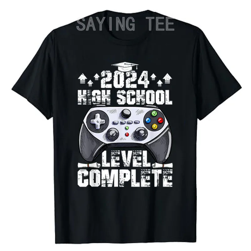 

Senior-2024 Gamer High School Level Complete 2024 Grad Gift T-Shirt Video Game Lover Holiday Clothes Summer Fashion Graphic Tees