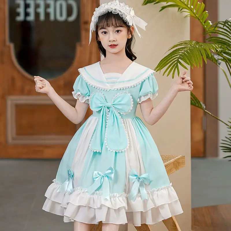 Women Alice Lolita Angel Short Sleeve Cotton Princess Dress Gothic Tank Dress Costume Cute Anime Maid Layer for Girls