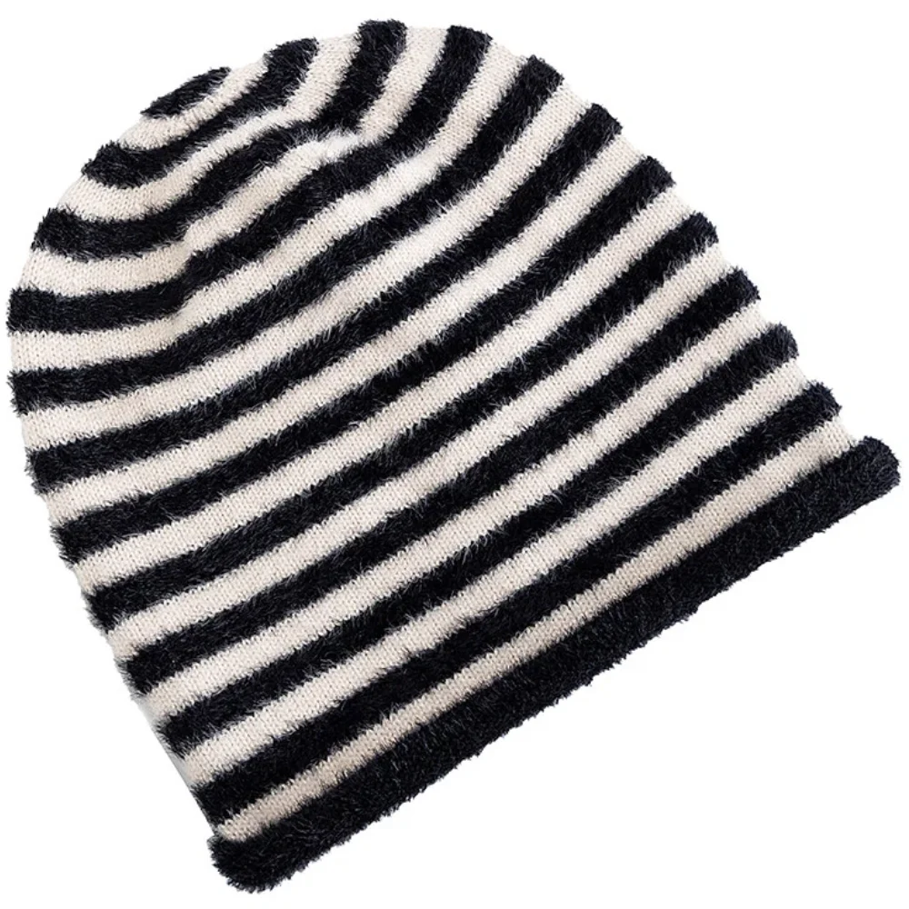 Hot Sale Fashion Woman Slouchy Beanie Casual Stripe Design Y2K Winter Hats For Female