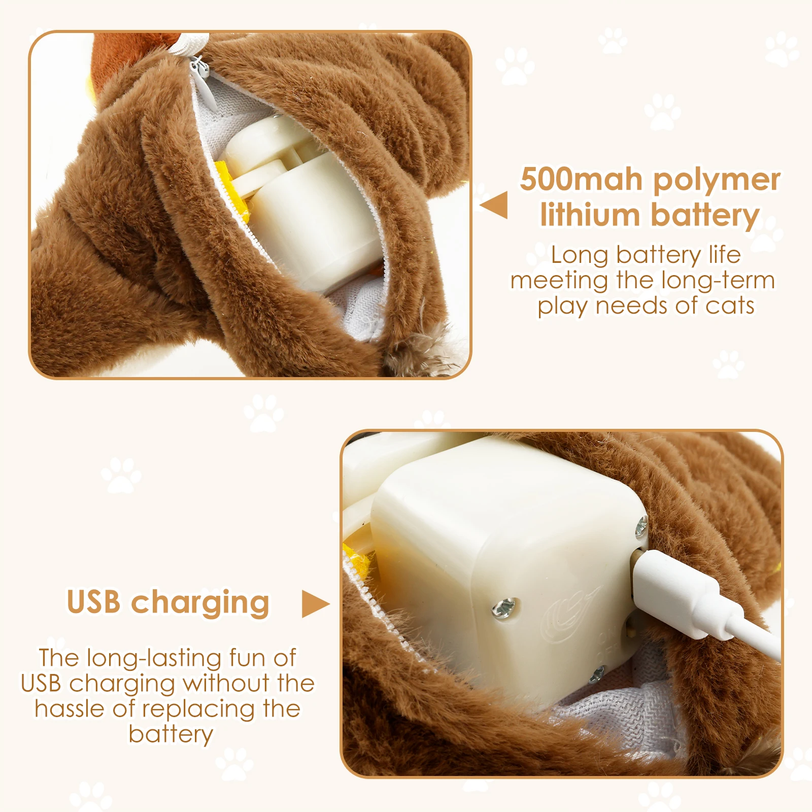 Plush Bird Cat Toy Rechargeable Electric Flapping Wings Bird Cat Toy Simulated Chirping Interactive Cat Toys Indoor Pet Supplies