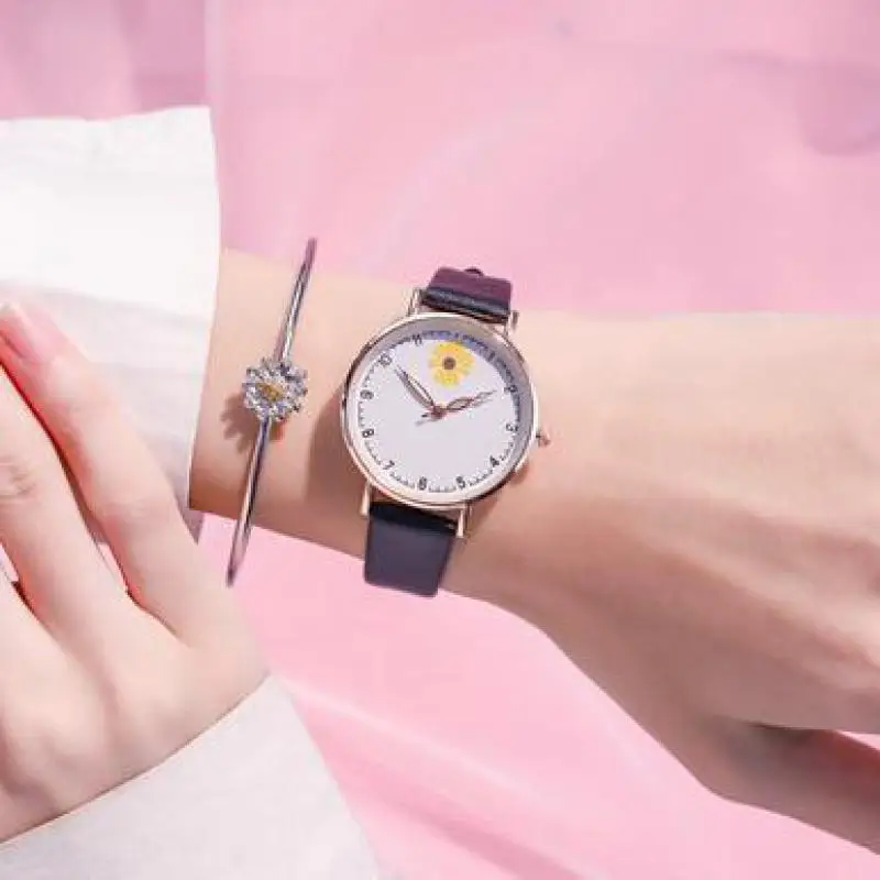 

Fashion Round Quartz Simple Cartoon Dial Casual Wrist Watches Leather Fashionable Clock Waterproof Wrist Watch for Women