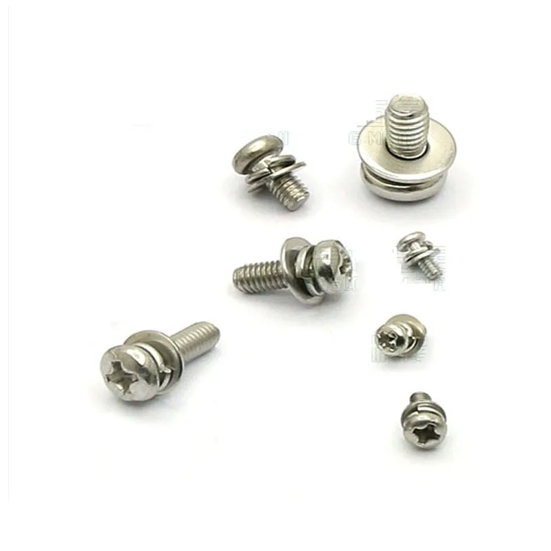 

10Pcs Phillips Pan Head Three Combination Screw M5*16mm Cross Round Head With Washer Screws Bolts Black Zinc/Nickel Plated