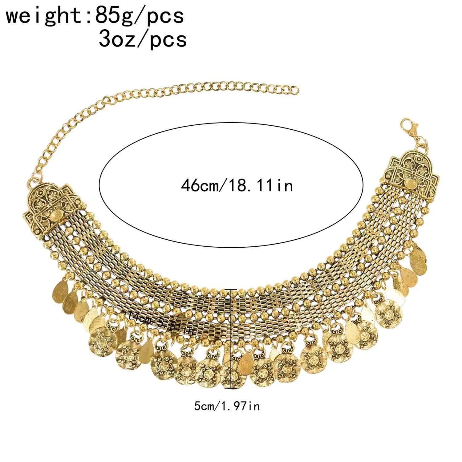 Traditionelle Gypsy afghanische ethnische Halsband-Halskette für Frauen Vintage African Tribe Bib Moon Collares Boho Pakistan Türkischer Schmuck – Detail 8