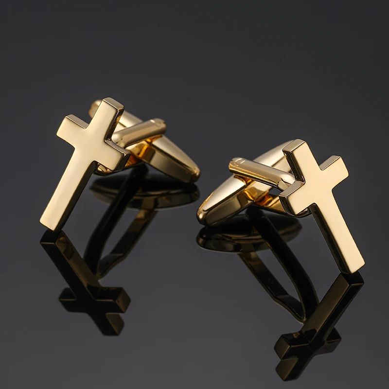 Men's French shirt cufflinks high-quality metal cross building blocks cuff buttons suit accessories jewelry crystal cufflinks