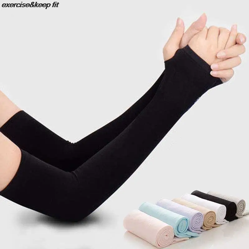 Sun Protection Sleeves 1Pair Ice Silk Sleeve Arm Sleeves Anti-Slip Summer Men Women Outdoor Riding UV Protect