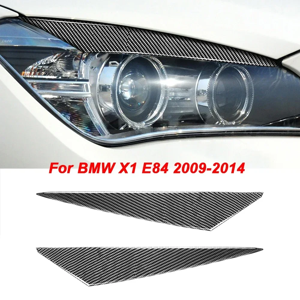 

Для BMW X1 E84 2009-2014 крышки для передних фар из углеродного волокна для бровей и глаз, накладка на фару, наклейка для защиты от перенапряжения, автомобильные аксессуары