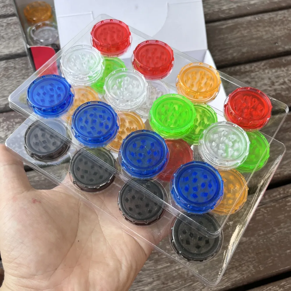 Herb Grinder Tobacco Grinder Manual Spice Grinder 48Pcs/Pack 35MM 2Layers Plastic Pepper Mill Spice Crusher Hand Muller Smoking Grinder Mixed Color