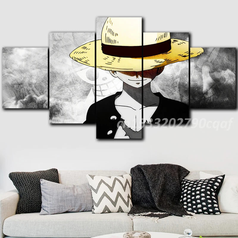 Cinque 5 Pezzi Wall Art One Piece Modular Monkey D Rufy Canvas Home Decor Yamato Picture Poster Print Anime Painting Living Room
