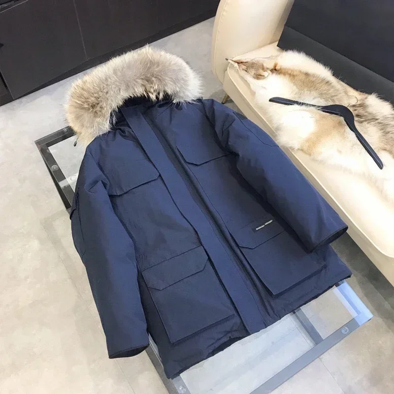 New Canadian Design High Quality 80% White Goose Down Winter Mid Length Couple Wear Jacket Men's And Women's Thickened Warm Coat 3