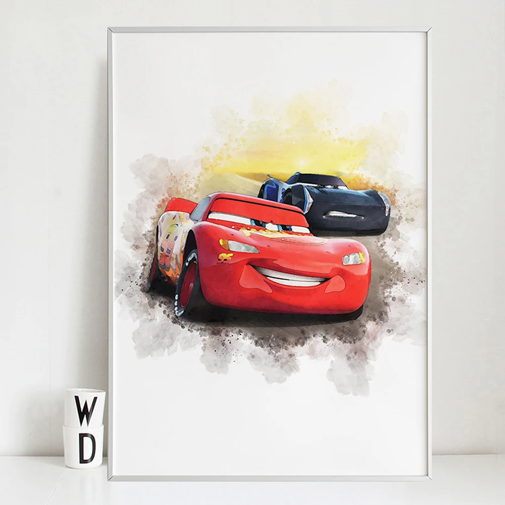 Disney Cars Movie Poster Lightning Mcqueen Cartoon Watercolor Canvas  Painting Modern Kids Room Wall Art Picture For Home Decor - Painting &  Calligraphy - AliExpress