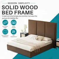 King Size Bed Frame with 64-inch High Headboard, Simple and Airy Linen Upholstered Platform Bed with Storage, Customized 5