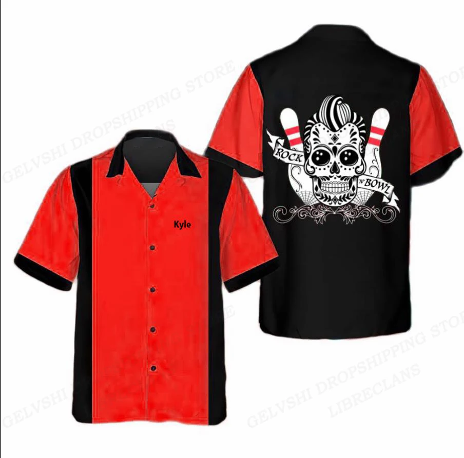 Bowling Shirt Skull 3d Printed Shirts Men Women Fashion Shirt Casual Beach Blouses Unisex Blouse Men's Vocation Lapel Shirt Boy