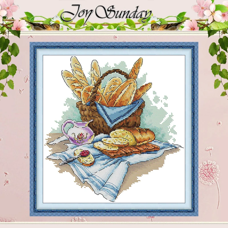 Breakfast Bread Patterns Counted Cross Stitch Set DIY 11CT 14CT 16CT Stamped DMC Cross-stitch Kit Embroidery Needlework Crafts
