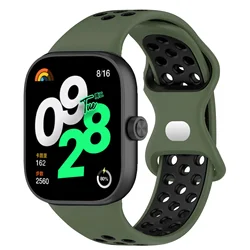 Breathable Sports Silicone Strap for Smartwatch - Replacement Bracelet Accessory (3 Army Black)