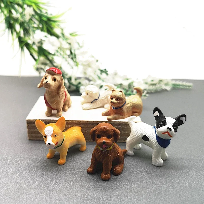 6pcs Dog Animal Miniature Dollhouse Ornament