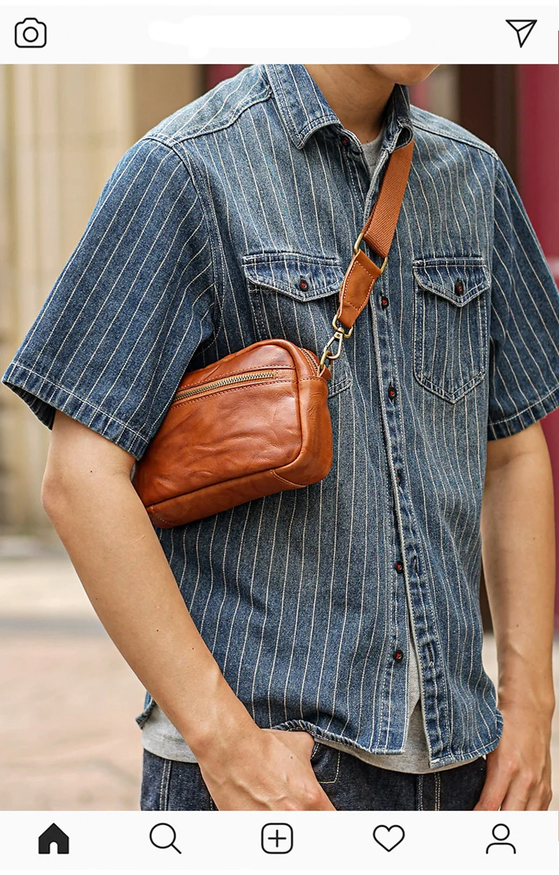AETOO Original Brusttasche aus echtem Leder, Herren-Clutch, Rindsleder, One-Shoulder-Umhängetasche, einfaches Handy mit großer Kapazität – Detail 9