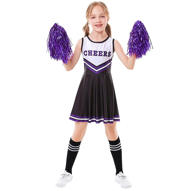3-12T Summer Kids Tank Top Cheerleading Suit Letter Printing Slim Fit Dress Kinder Baby Girl Cheerleading Performance Costumes
