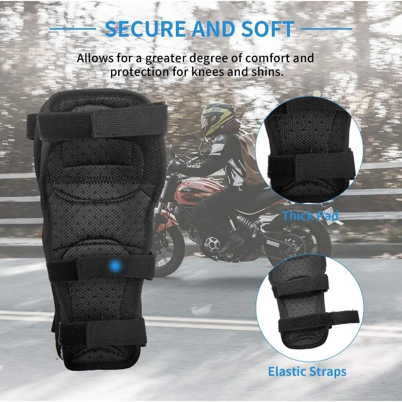 4Pcs Dirt Bike Knee and Elbow Guards, Motorcycle Protective Gear Set with Adjustable Knee Cap Pads Protector for Motocross ATV