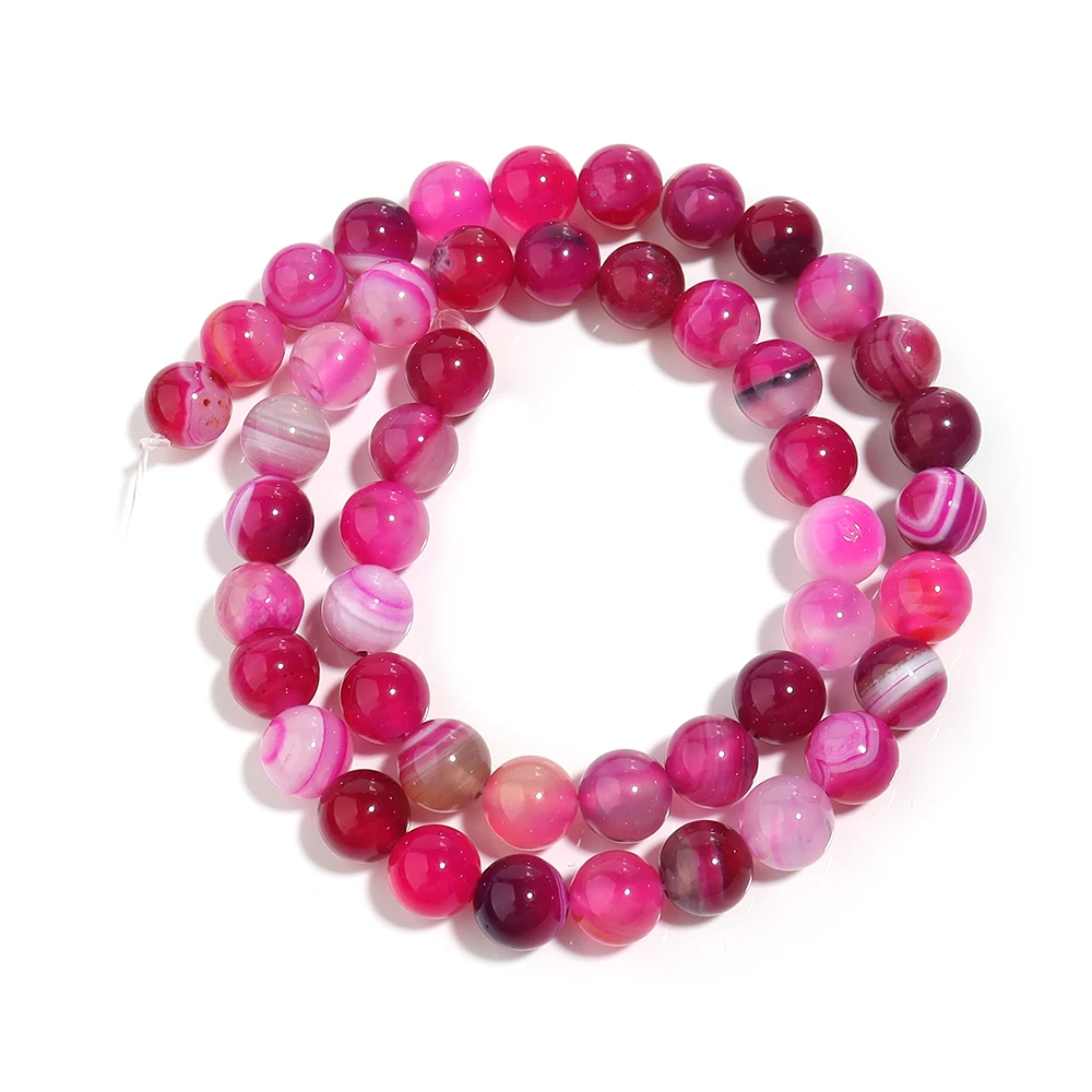 4 6 8 10 12 mm Pink Stripes Achate Perlen Naturstein Perlen Runde lose Perlen für Schmuckherstellung DIY Armband Halskette – Detail 9
