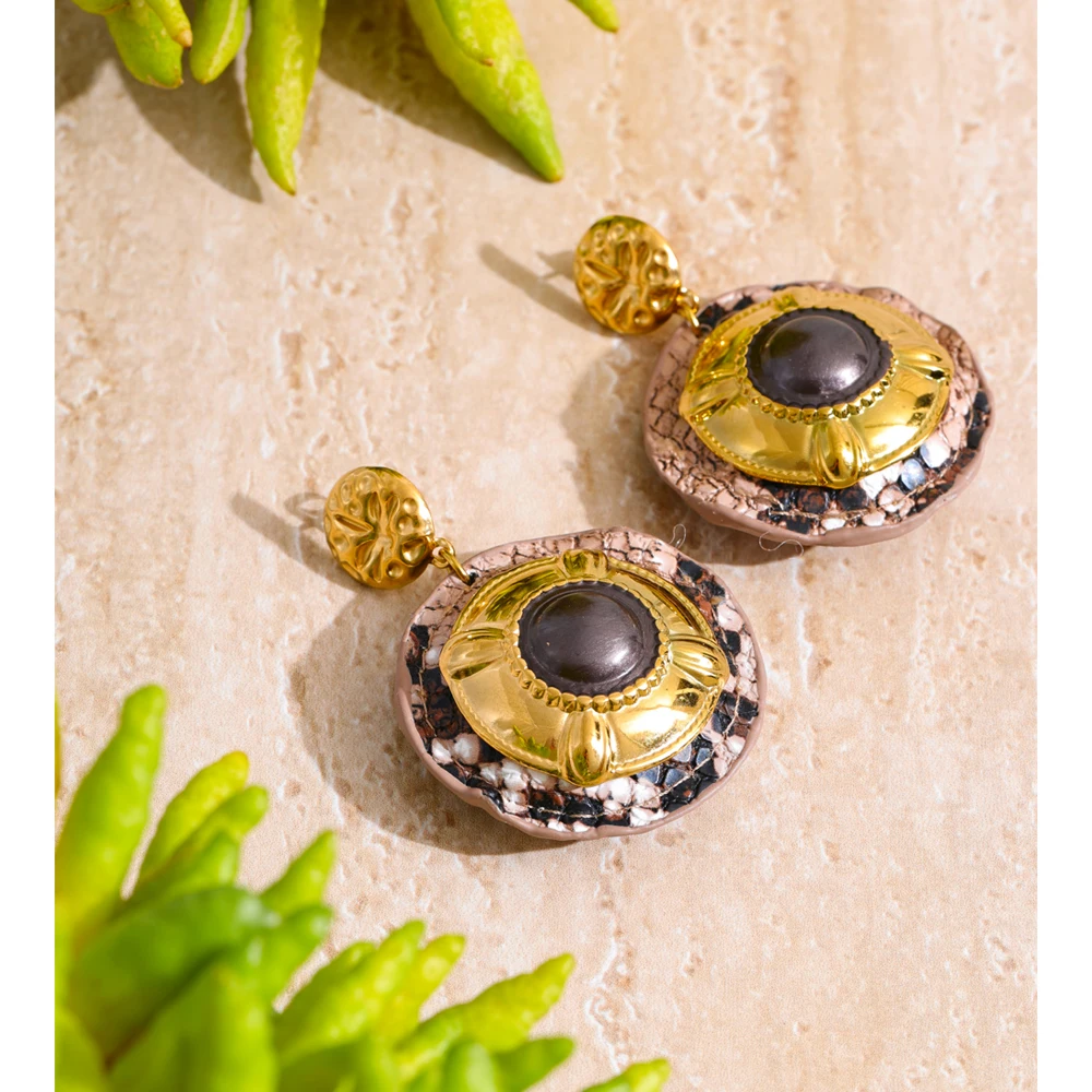 Yhpup Earrings Snake Pattern Stainless Steel