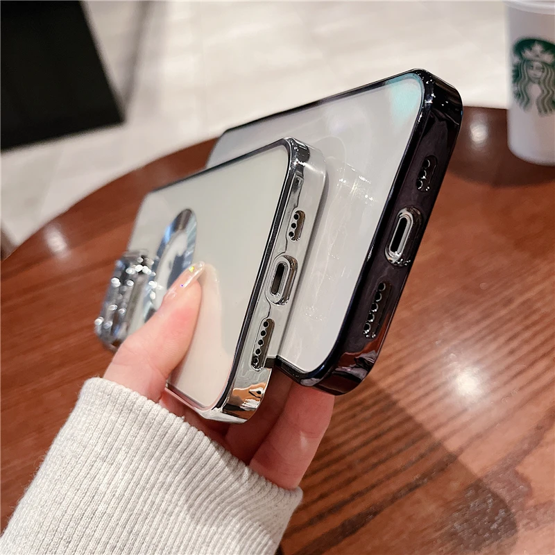 Luxury Cutout Reveal Logo With Lens Protector Clear Case for iPhone 13 12 11 Pro Max XR XS X 7 8 Plus Transparent Silicone Cover