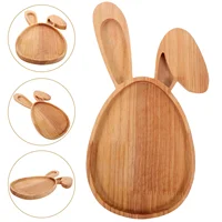 Rabbit Serving Tray Bunny Kids Dish Shaped Board Pet Wood Easter Plate Desktop Food Snack Baby 1