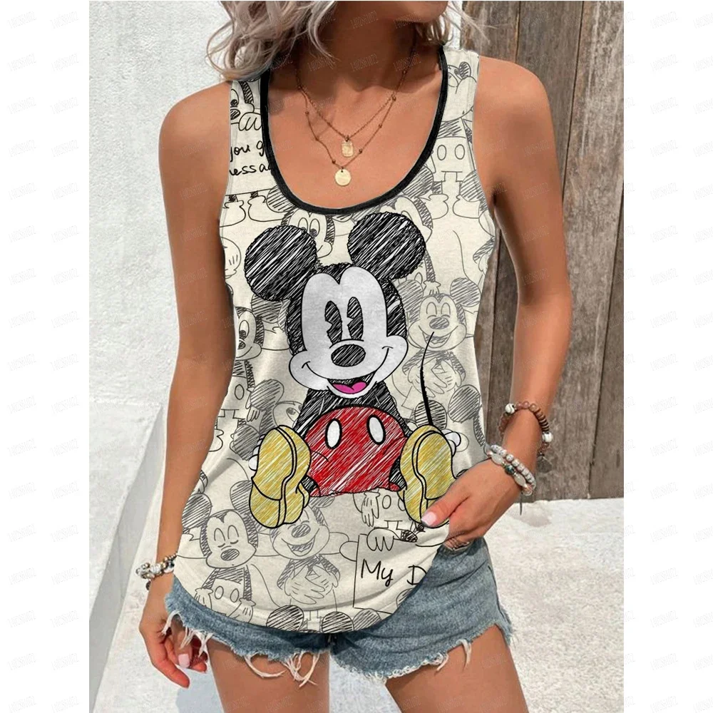 women tank tops Summer Women Mickey Mouse Tank Tops Tees Fashion Sleeveless Clothing Disney Cartoon Character Streetwear
