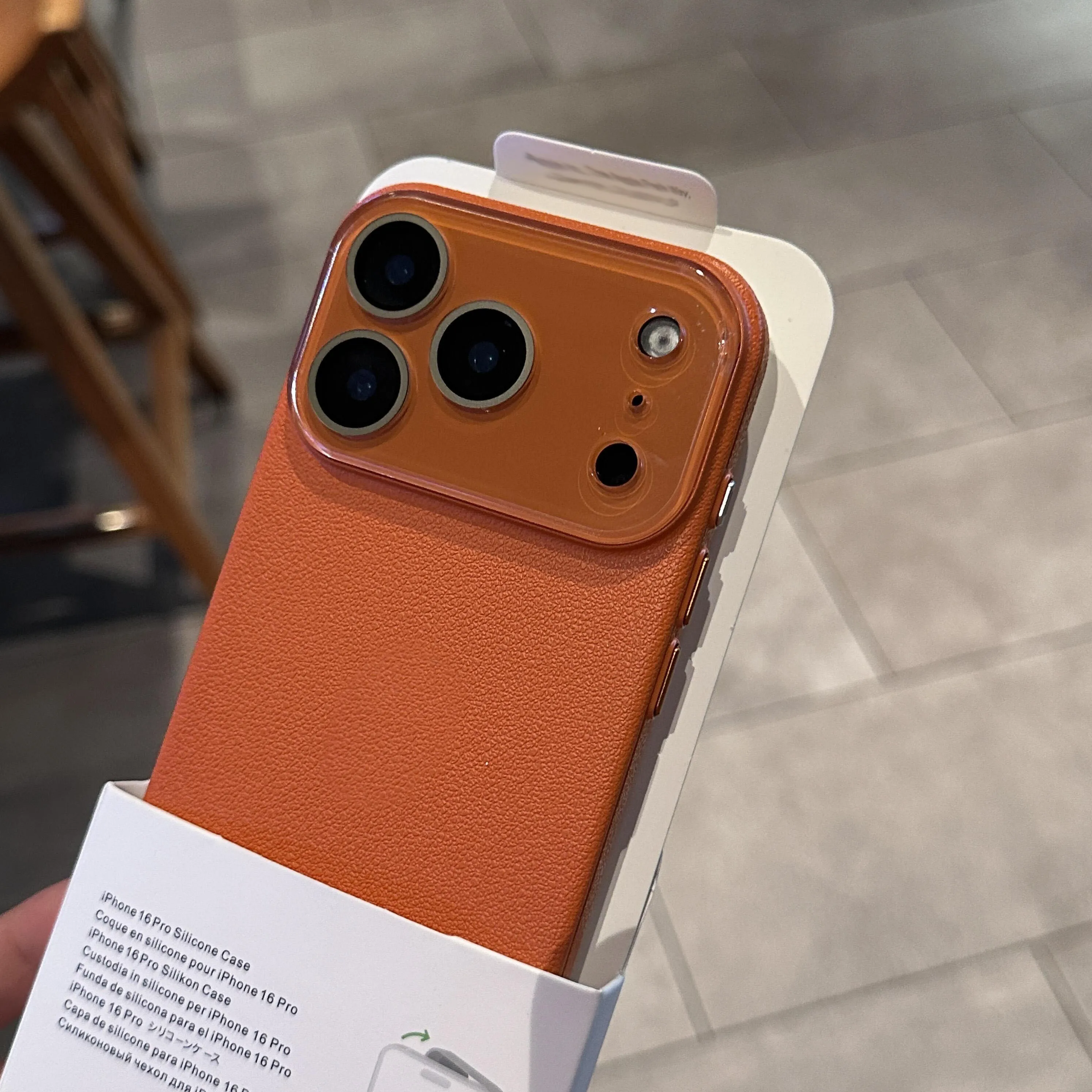 Elegant Leather Texture Silicone Case with Glass Camera Lens Protection - Shockproof Cover